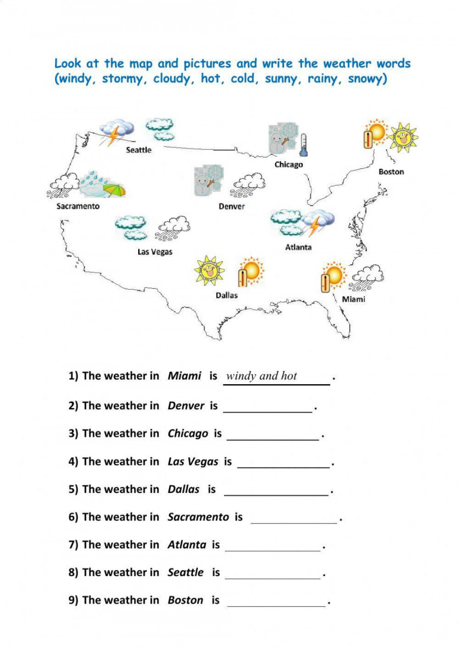 Map and weather worksheet  Live Worksheets