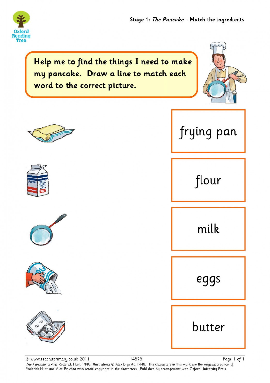 Match the recipe words - The Pancake  KS English  Teachit