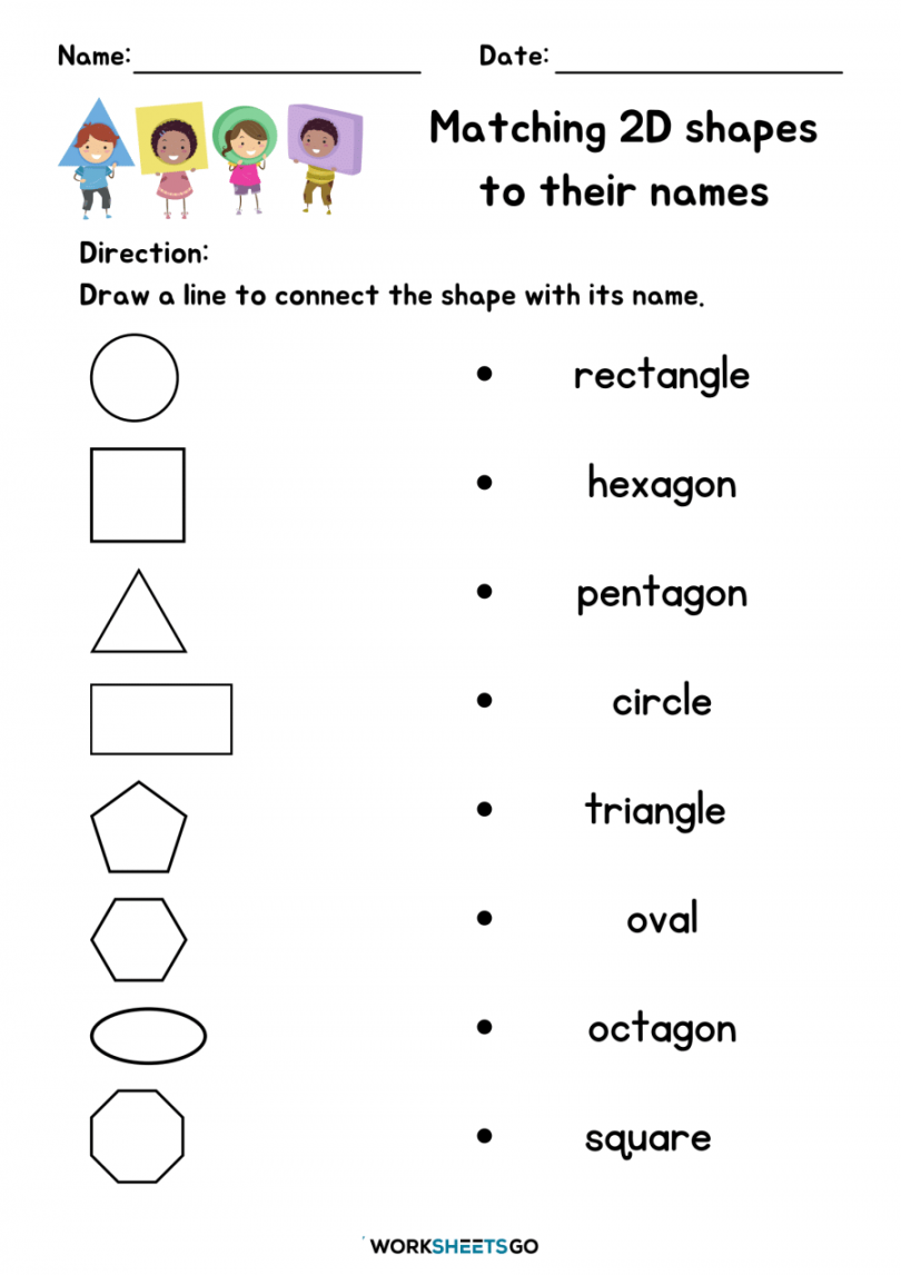 Matching D Shapes To Their Names  WorksheetsGO