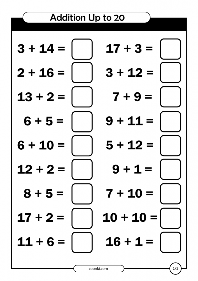 Math exercise - Addition up to  - zoonki