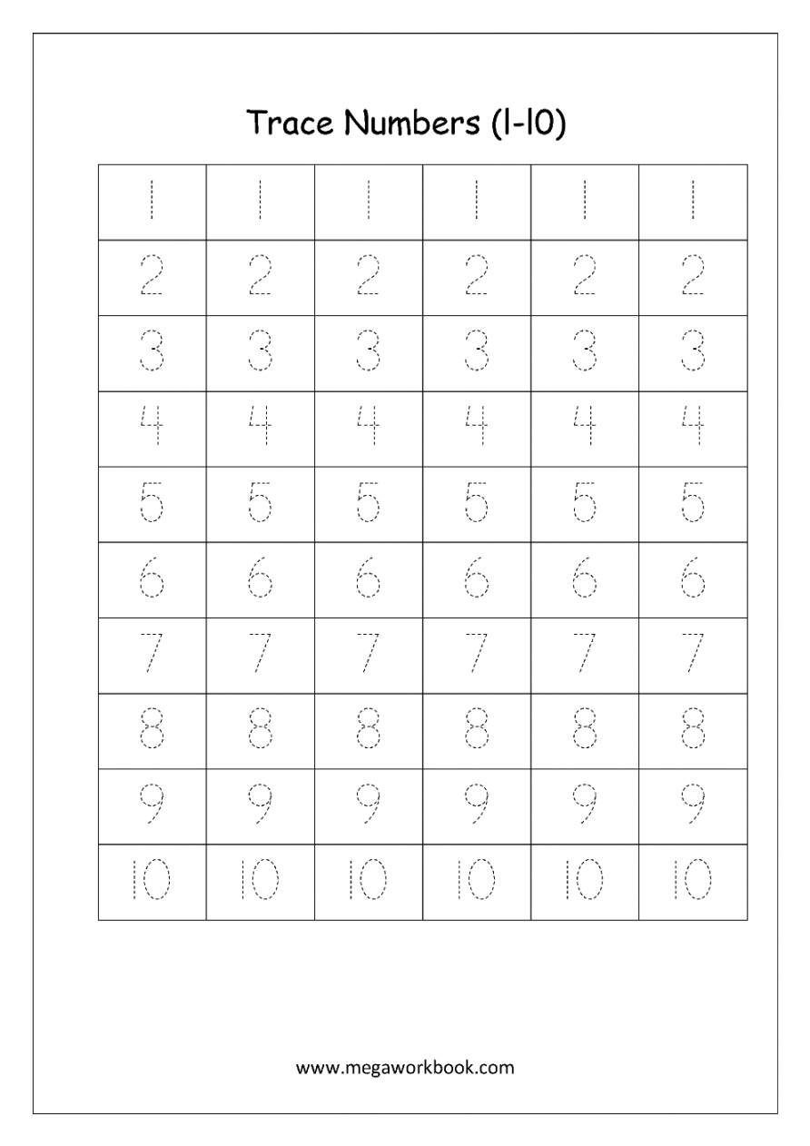 Math Worksheet - Number Tracing  to 0  Writing worksheets, Free