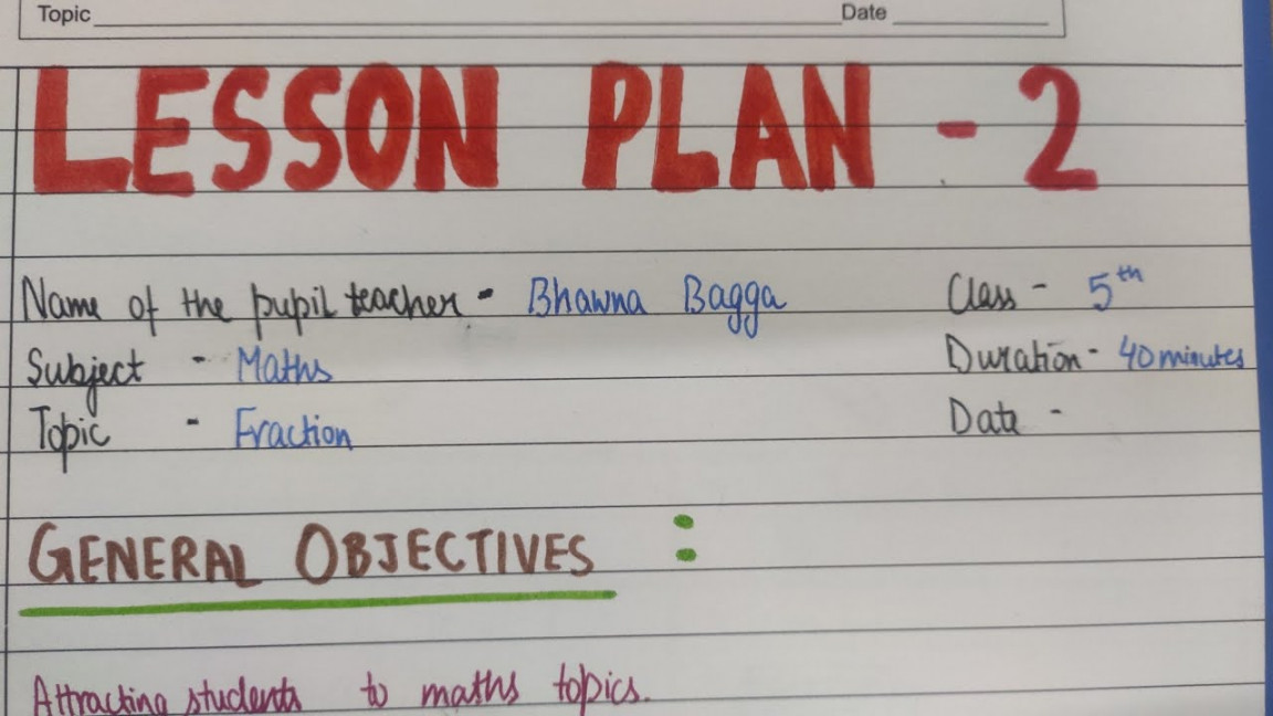 Maths Lesson Plan on Fraction (Class )