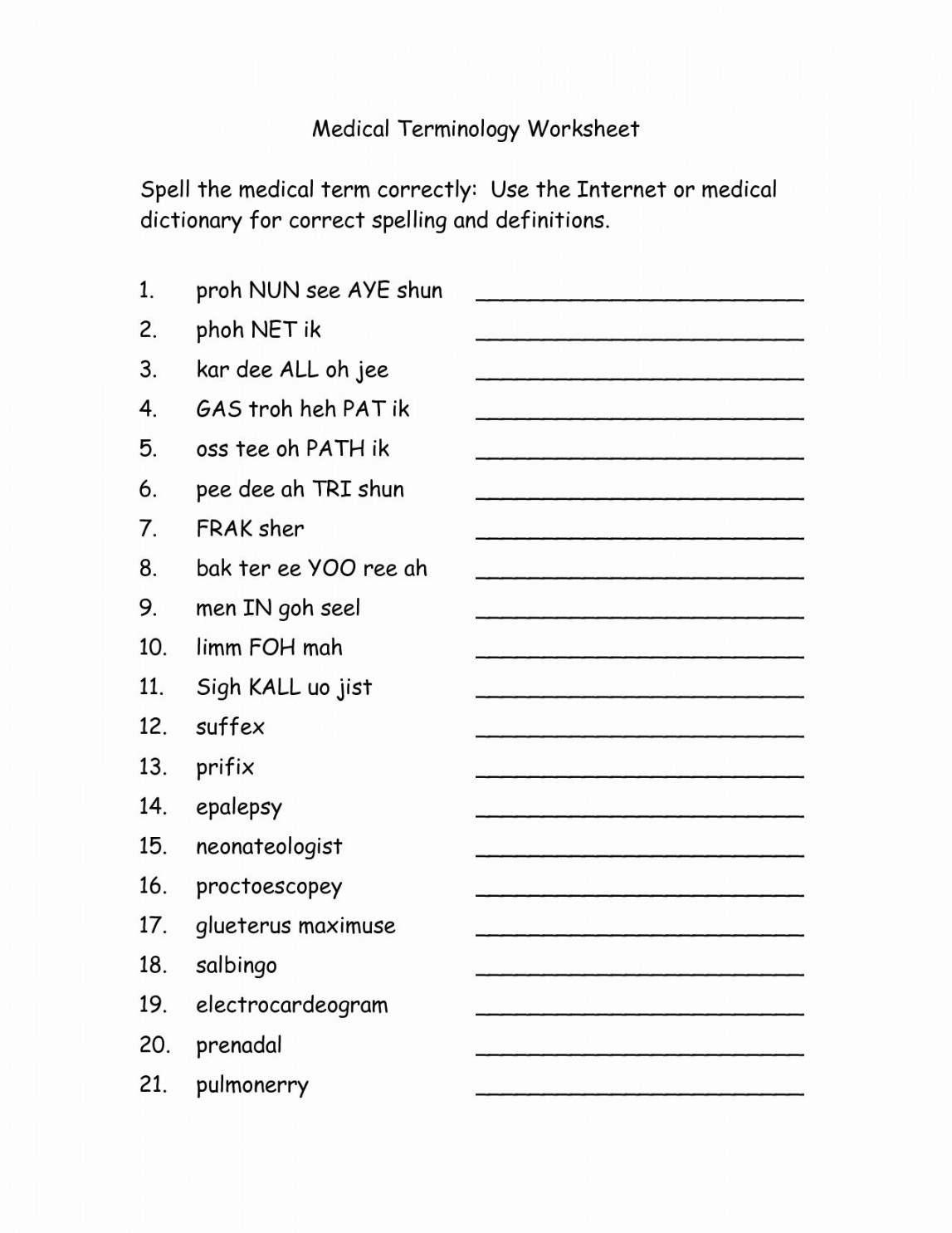 Medical Terminology Abbreviations Worksheet Beautiful Free