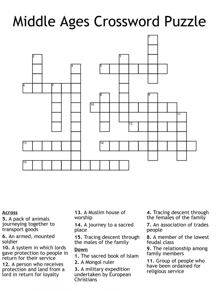 Middle Ages Crossword Puzzles Martin Lindelof