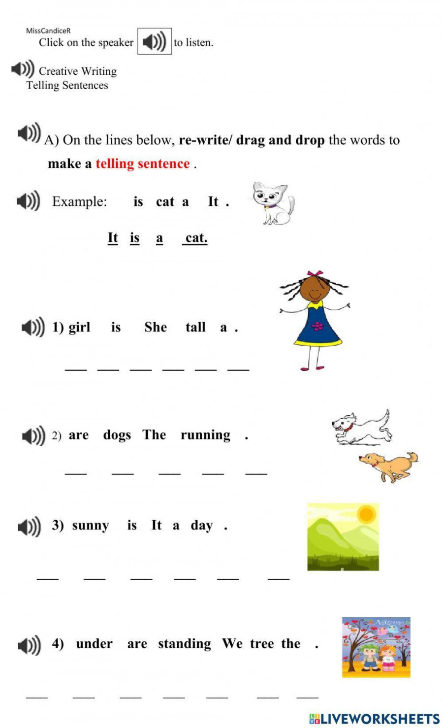 Mixed up sentences interactive worksheet  Live Worksheets