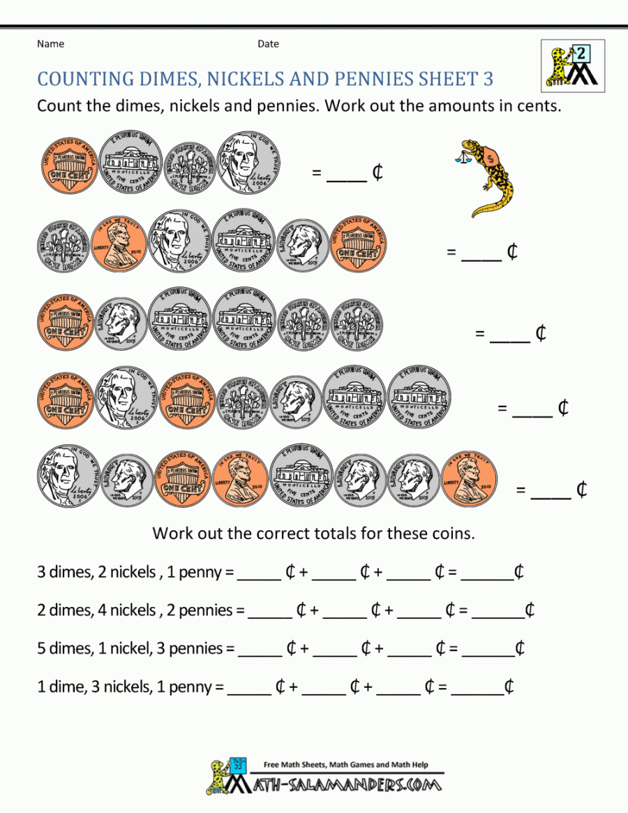 Money Worksheets for nd Grade