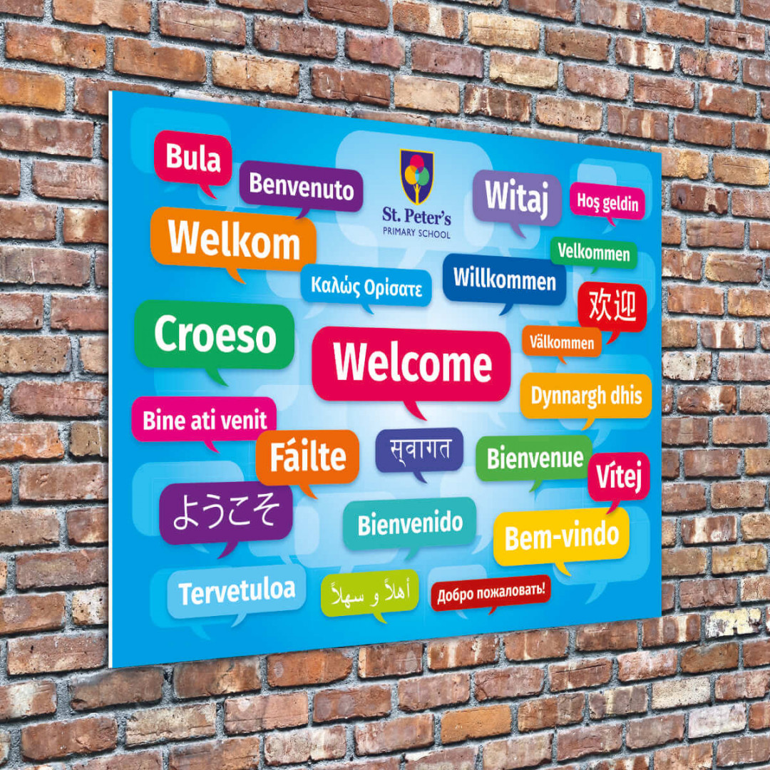 Multi-language Welcome Sign Landscape - Languages Sign for Schools