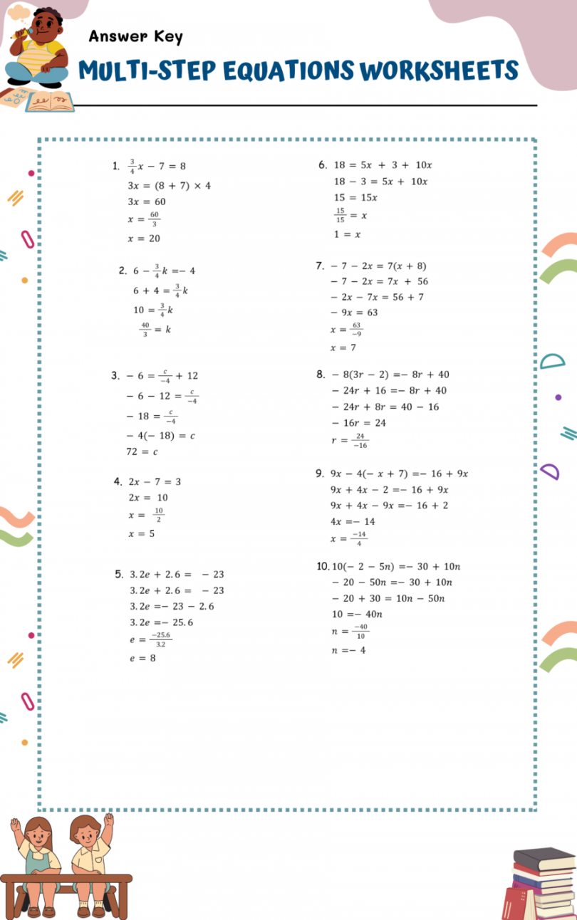 Multi-step Equations Worksheets  WorksheetsGO