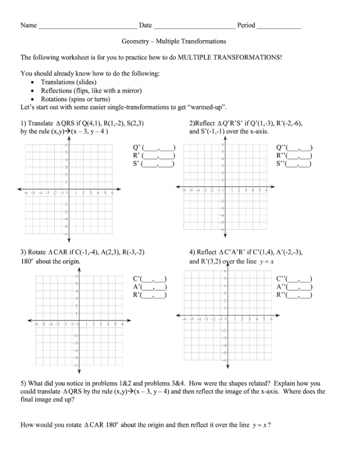 Multiple transformations worksheet: Fill out & sign online  DocHub