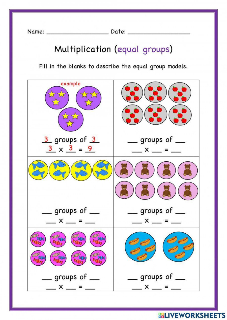 Multiplication (equal groups) worksheet  Live Worksheets