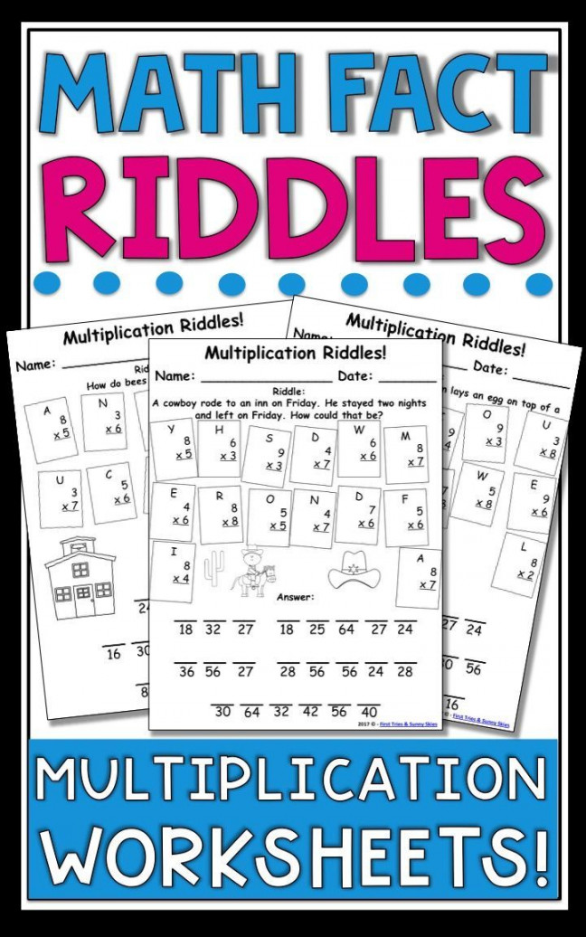 Multiplication Facts Riddles - Single Digit Multiplication