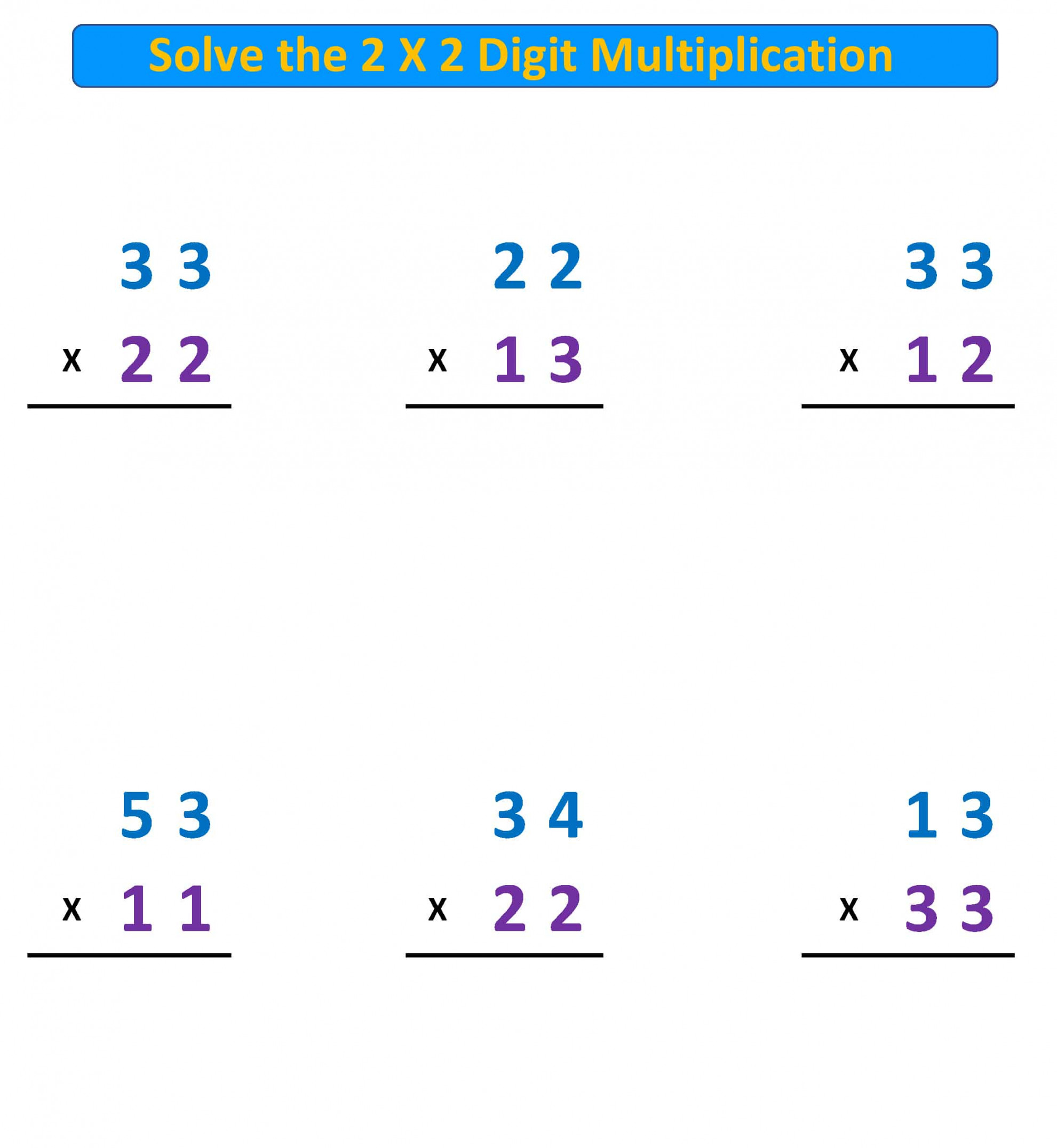 Multiplication problems  X  digit no regrouping - Mr. R