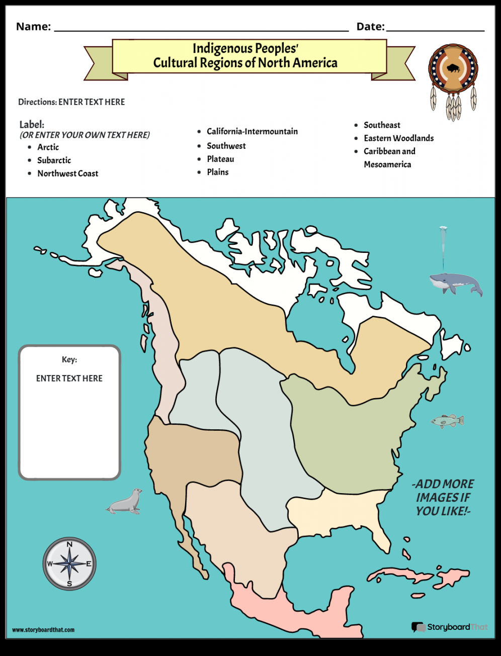 Native American Cultural Regions Storyboard von worksheet-templates