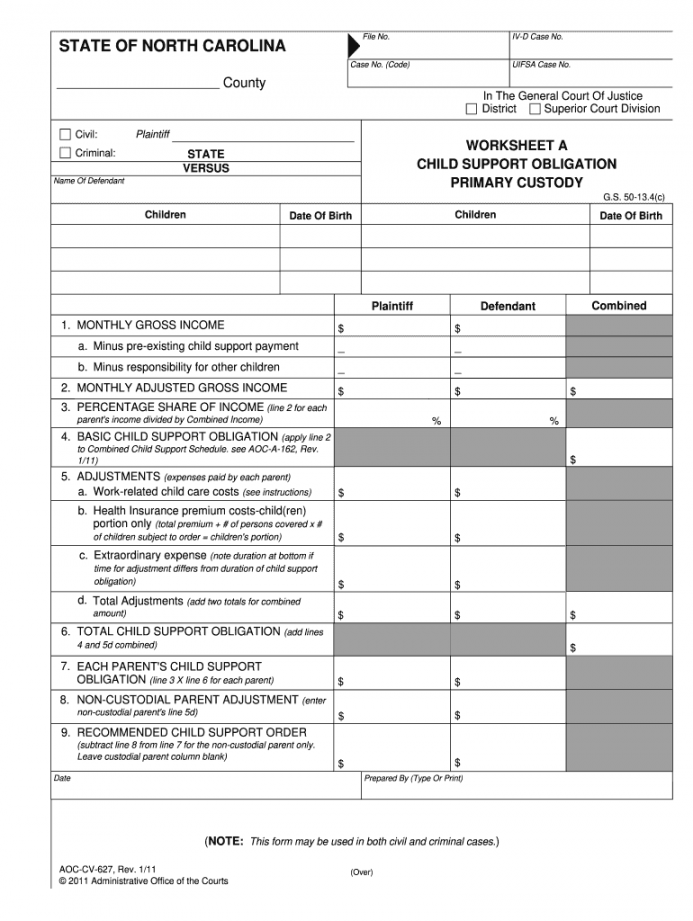 Nc child support worksheet a: Fill out & sign online  DocHub