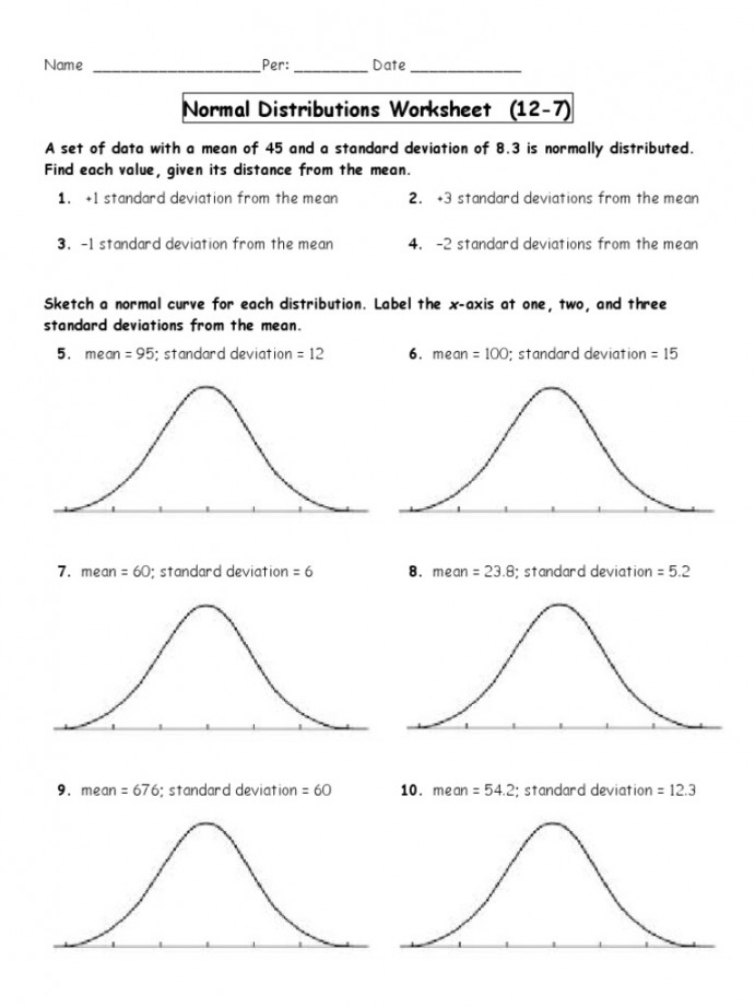 Normal Distributions Worksheet: Calculating Values and Percentages