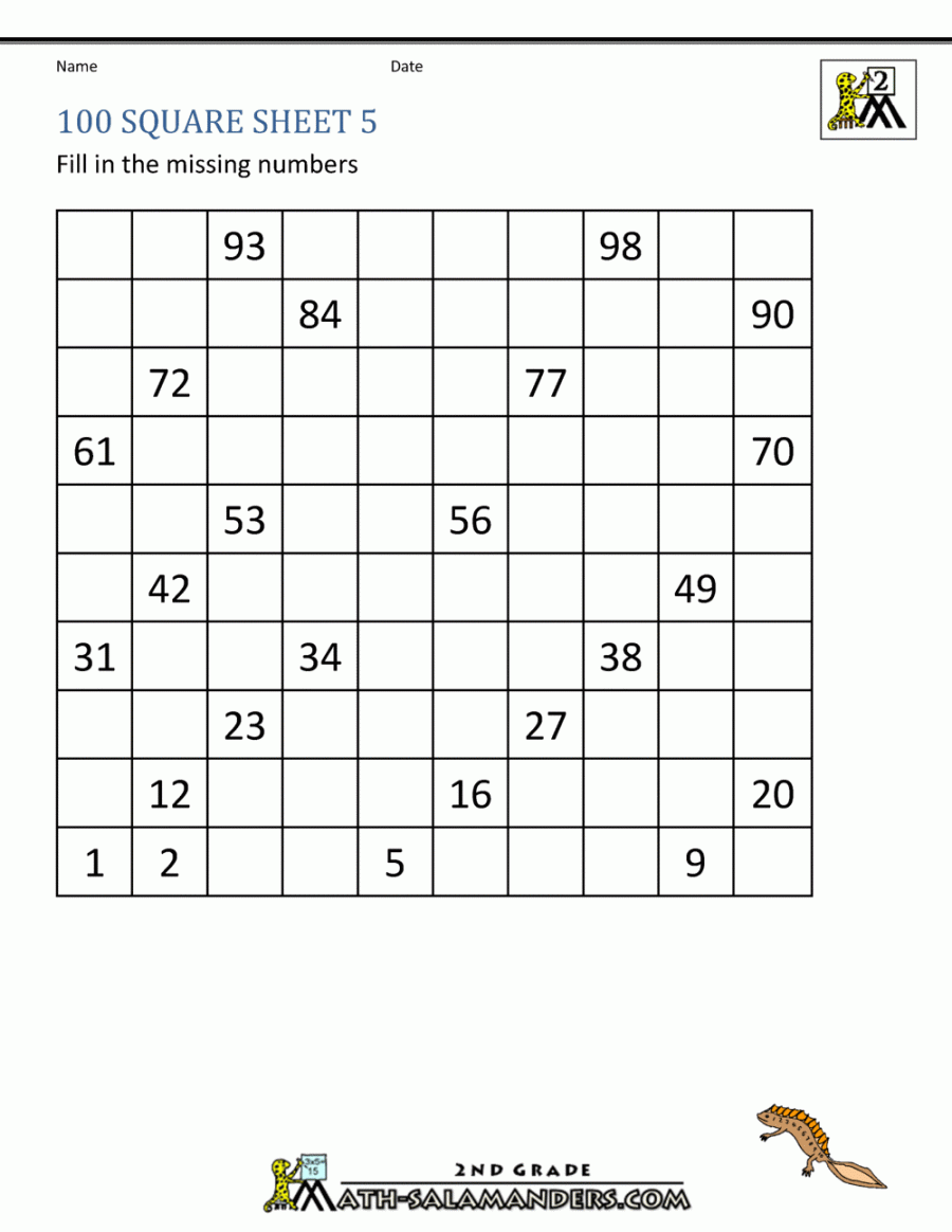 Number Square Worksheets