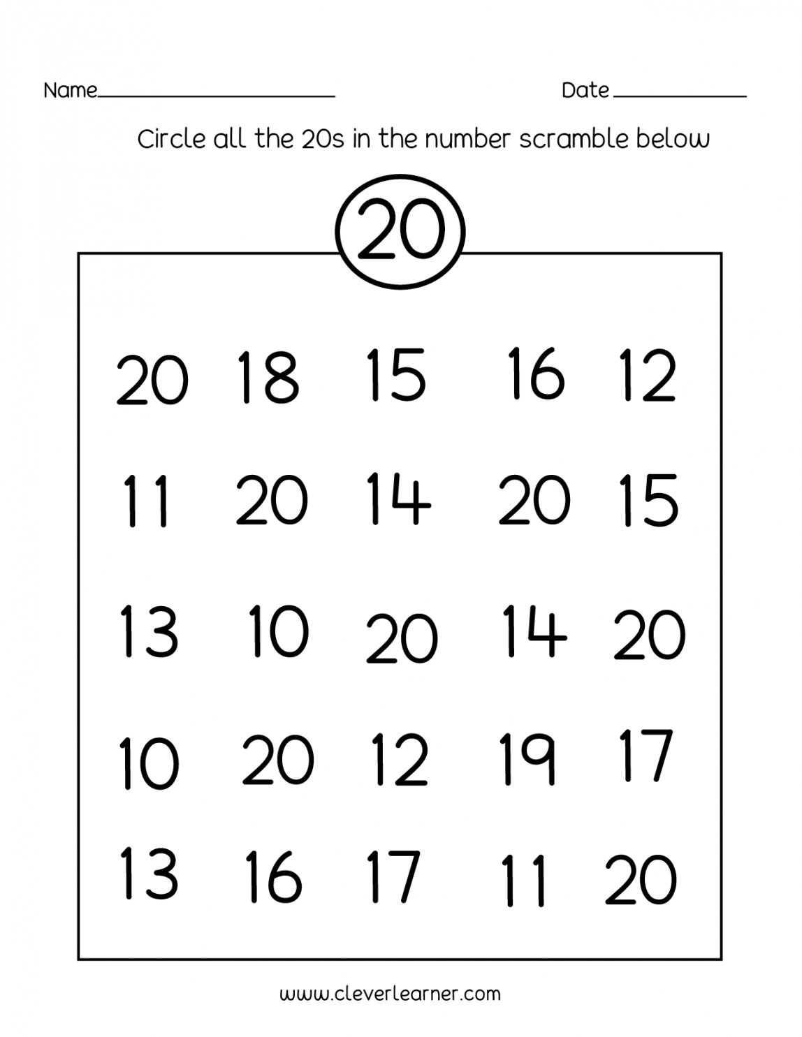 Number  writing, counting and identification printable