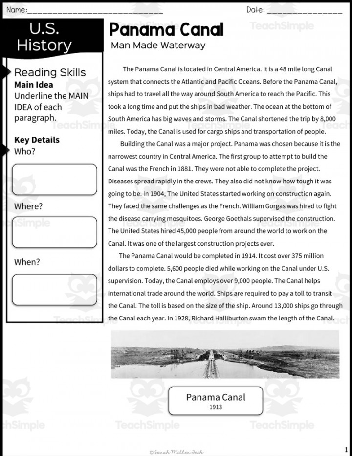 Panama Canal Reading Packet by Teach Simple