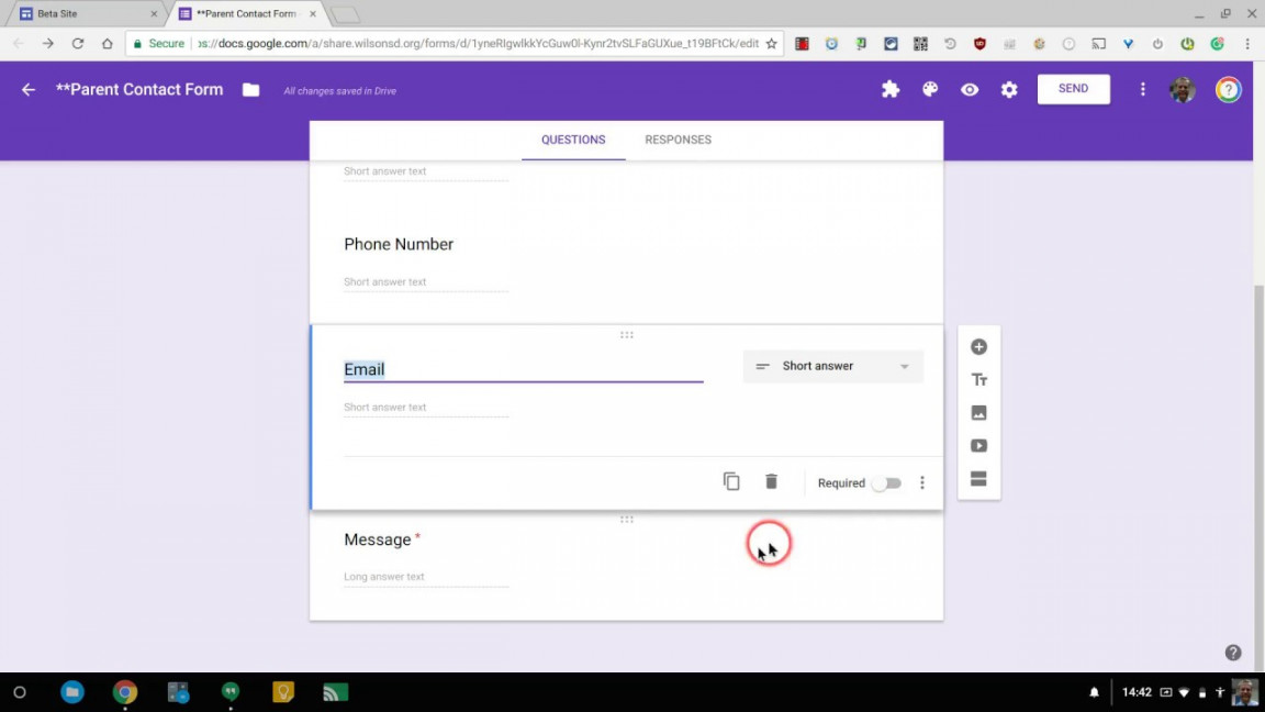 Parent Contact Form Using Google Forms