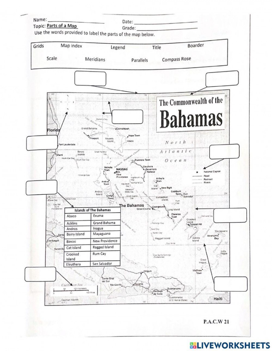 Parts of a Map- Labeling worksheet  Live Worksheets