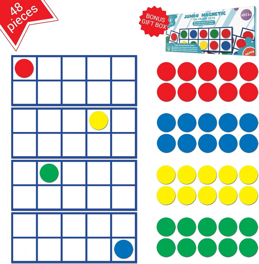 PCS Magnetic Ten Frames - Math Manipulatives for Elementary