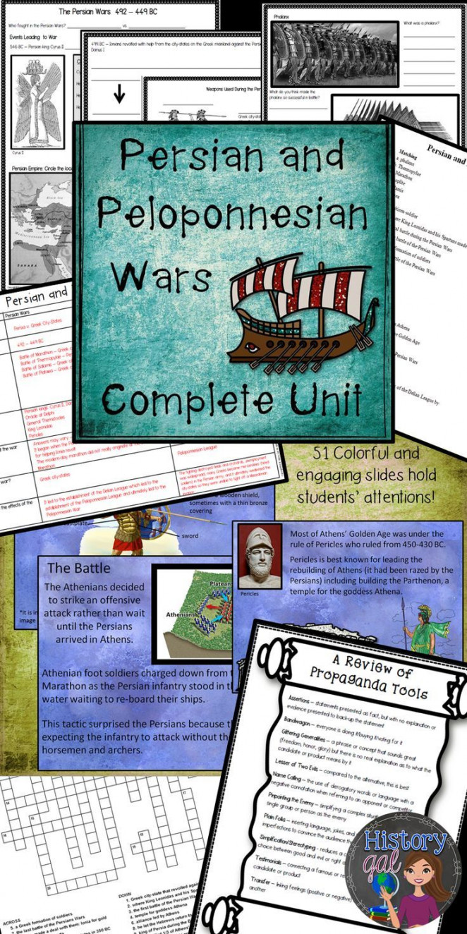 Persian and Peloponnesian Wars PowerPoint and Guided Notes  th