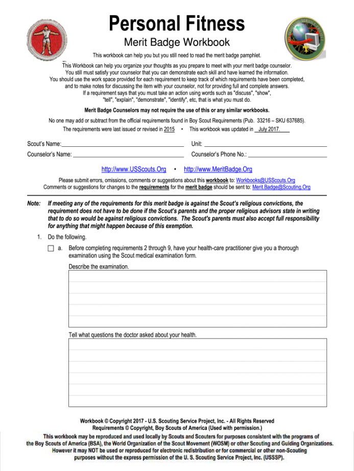 Personal fitness merit badge workbook: Fill out & sign online  DocHub