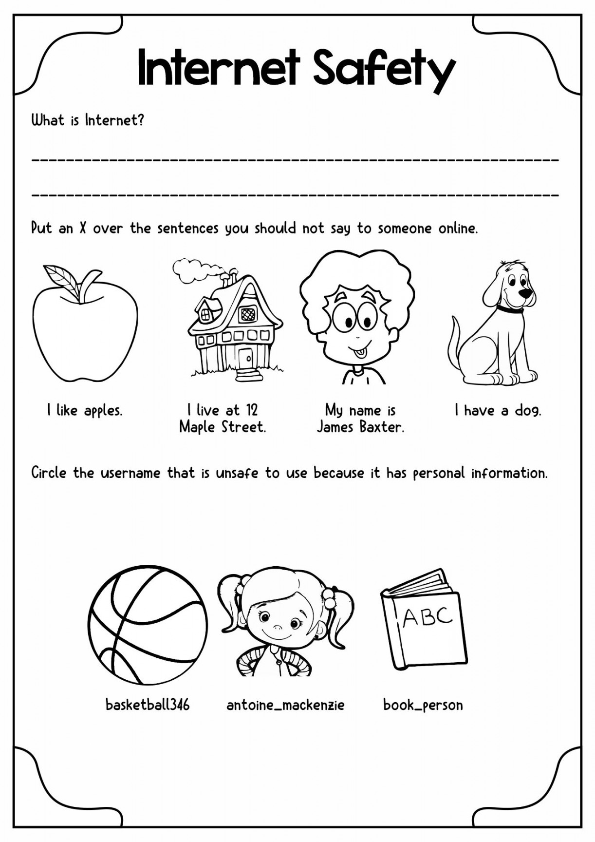 Personal Safety Worksheets in   School safety, Online