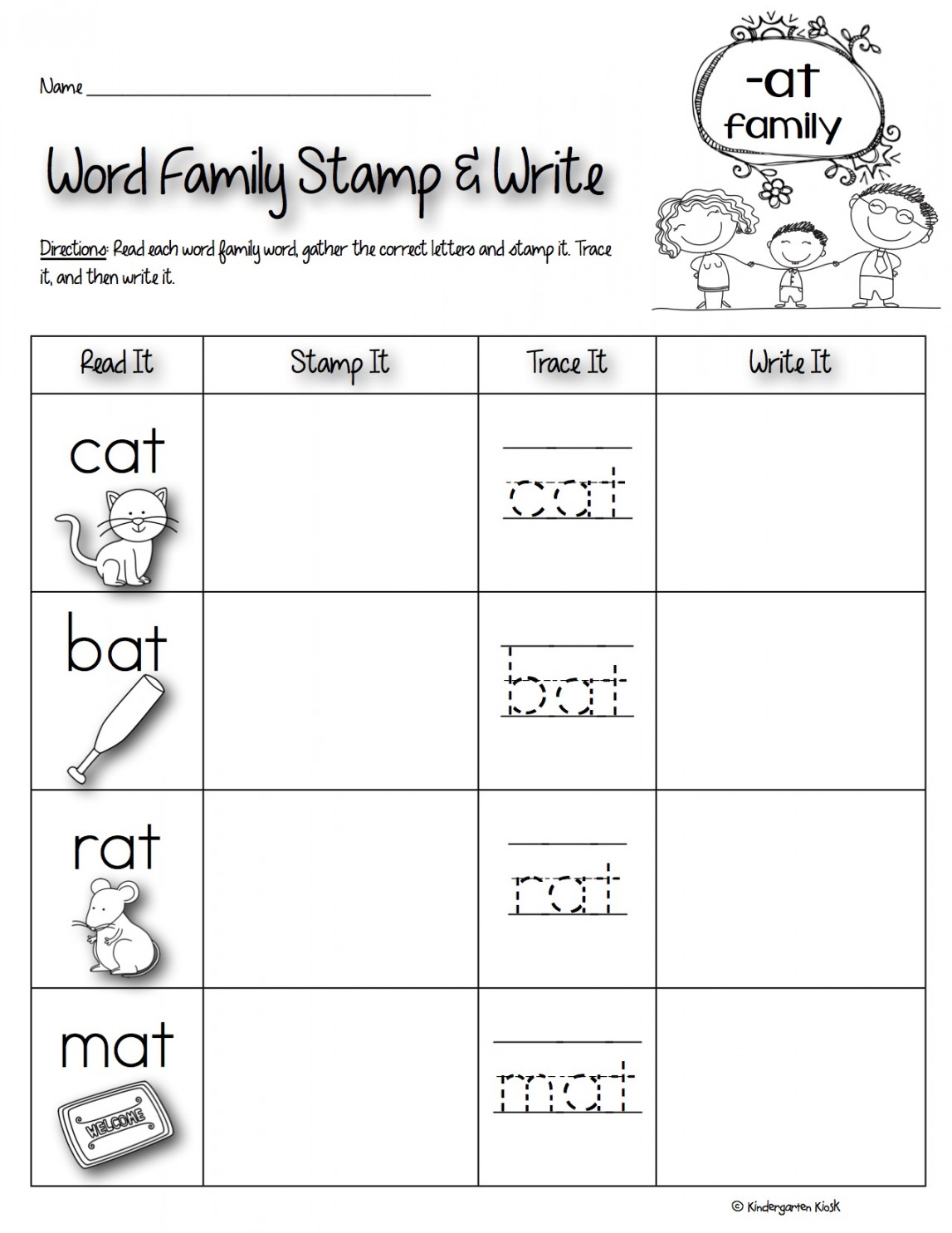 Phonics Prep: Word Family Worksheets — Kindergarten Kiosk