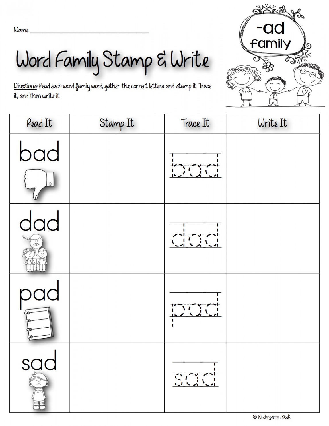 Phonics Prep: Word Family Worksheets — Kindergarten Kiosk