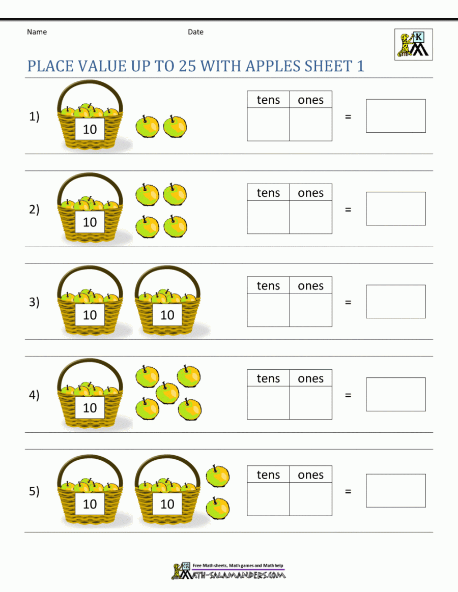 Place Value Worksheets for Kindergarten