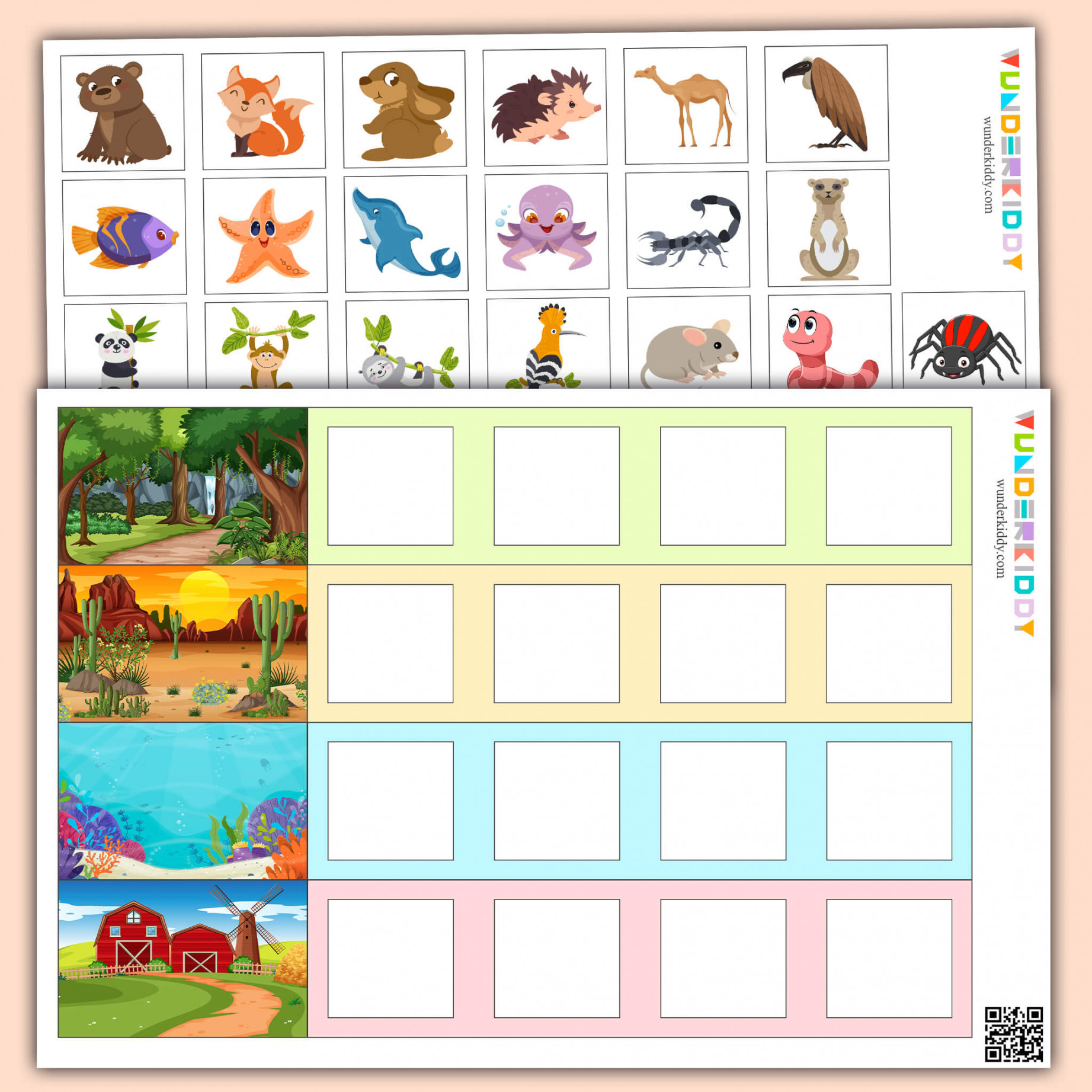 Printable Animal Habitat Sorting Mats Activity for Kids