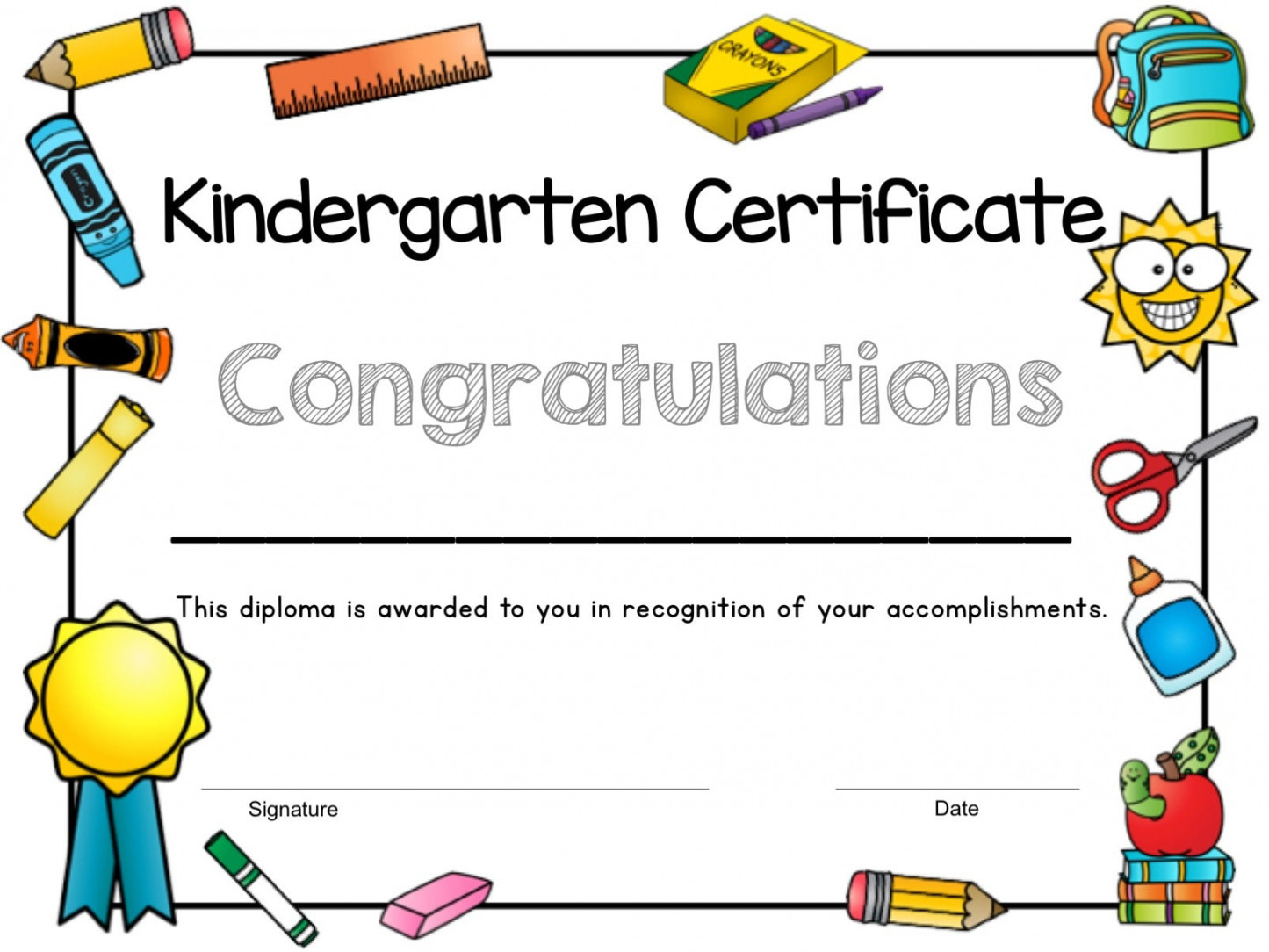 Printable Kindergarten Certificate End of Year Certificate - Etsy UK