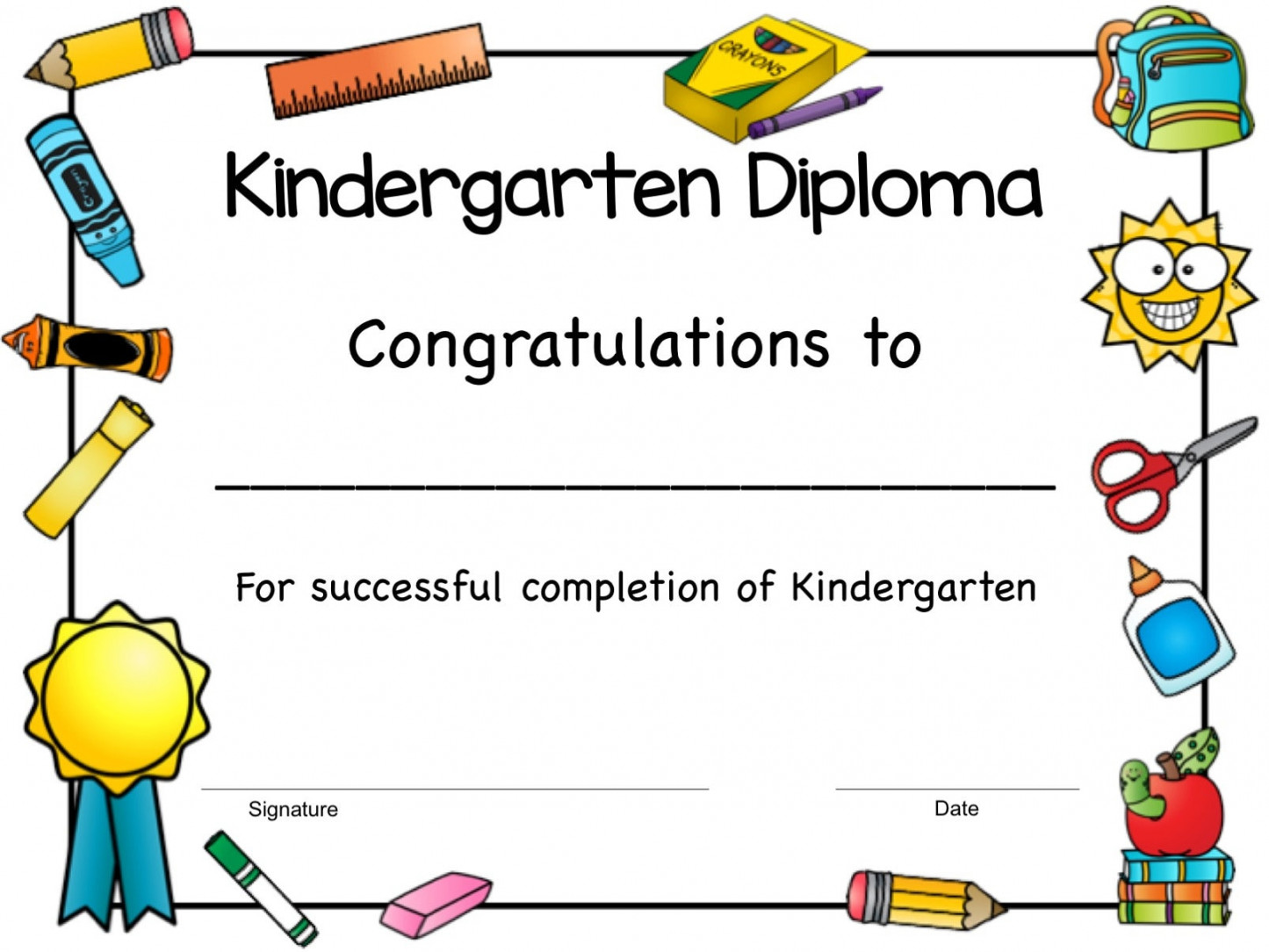 Printable Kindergarten Diploma, Kindergarten Graduation Diploma