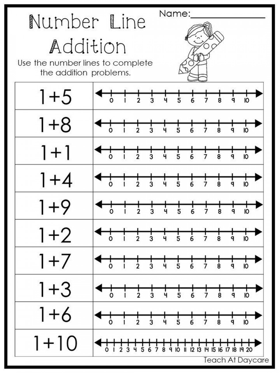 Printable Number Line Adding Worksheets. Numbers -0