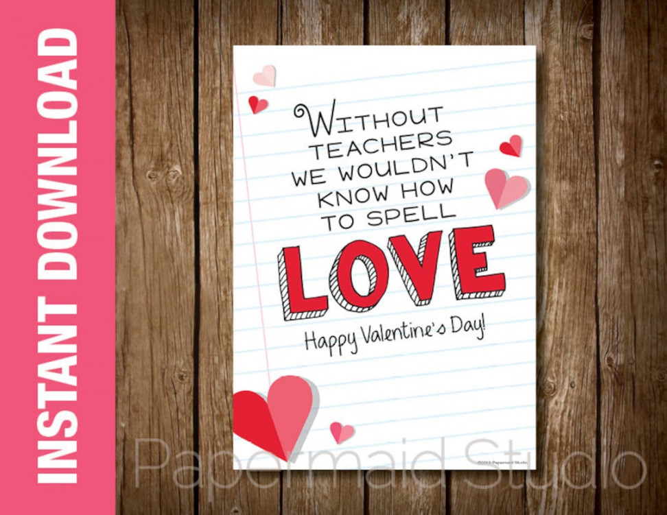 PRINTABLE Teacher Valentine Card Valentine