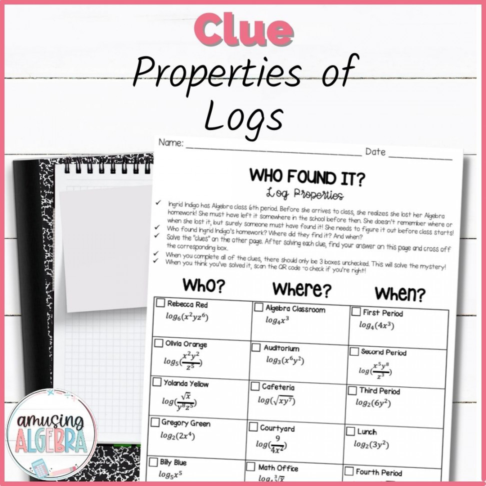 Properties of Logs Clue Mystery Activity  Made By Teachers