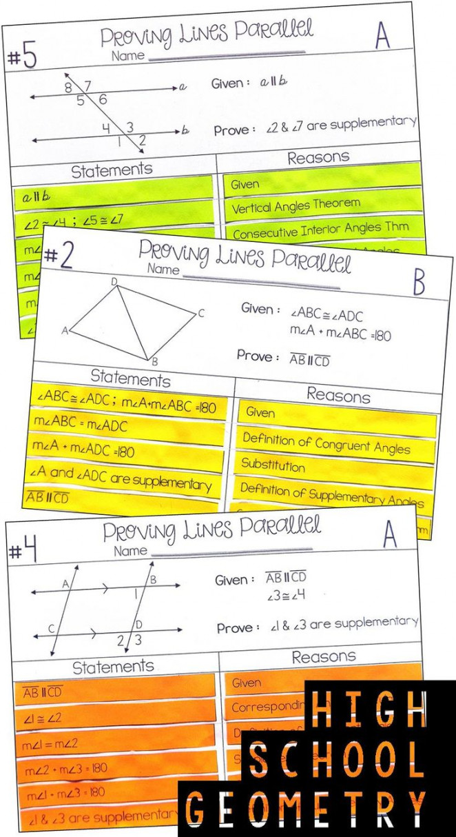 Proving Lines Parallel Proof Activity - High School Geometry