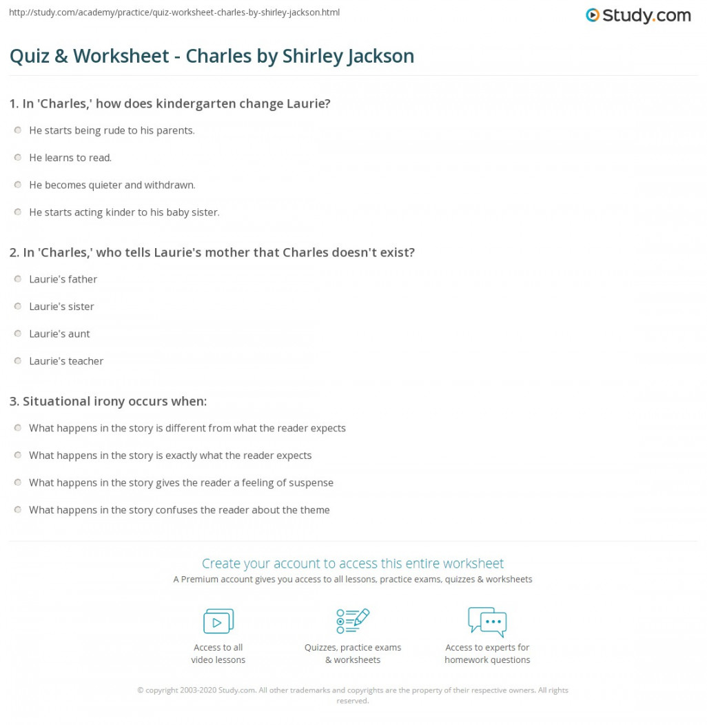 Quiz & Worksheet - Charles by Shirley Jackson  Study