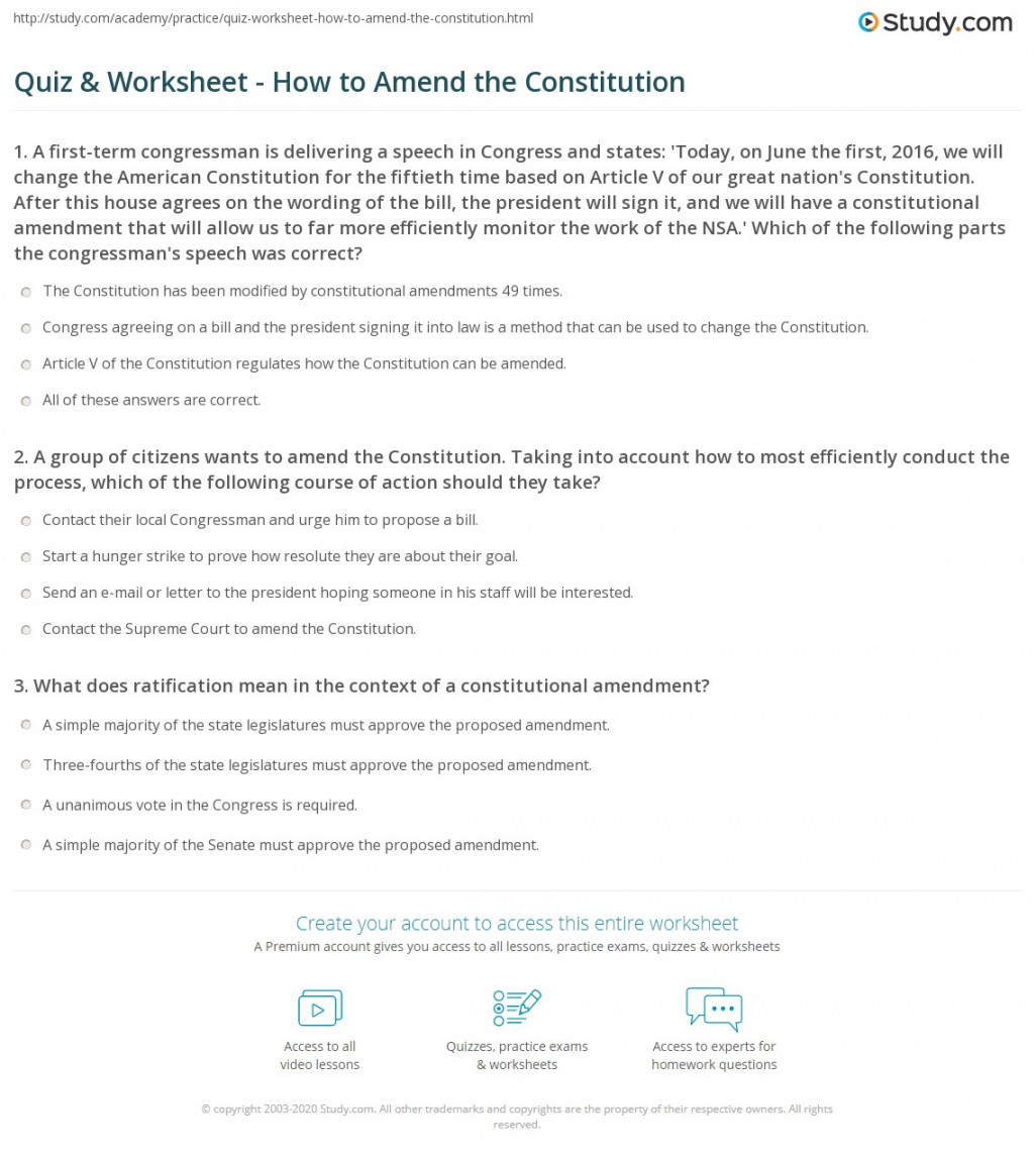 Quiz & Worksheet - How to Amend the Constitution  Study