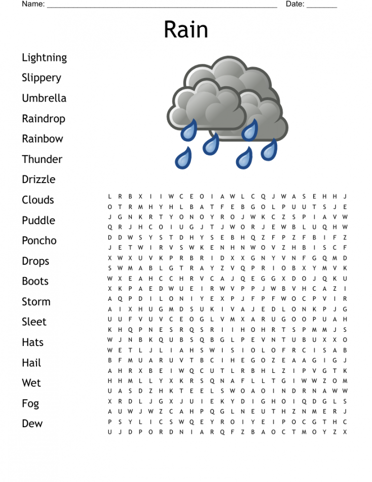 Rain Word Search - WordMint