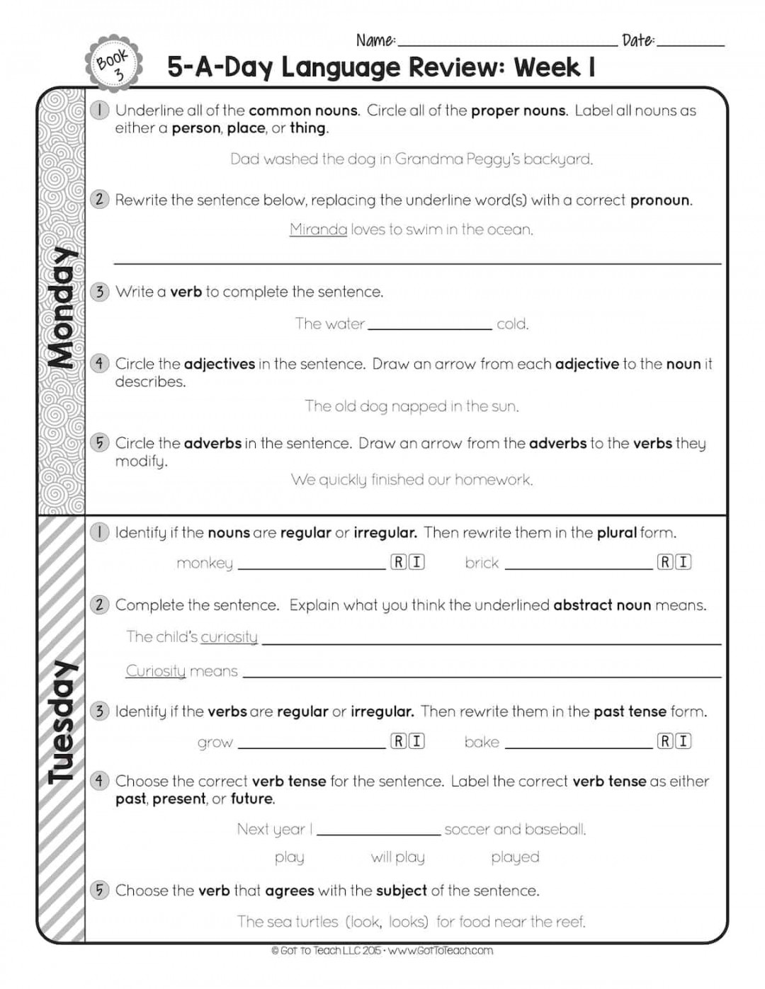 rd Grade Daily Language Spiral Review