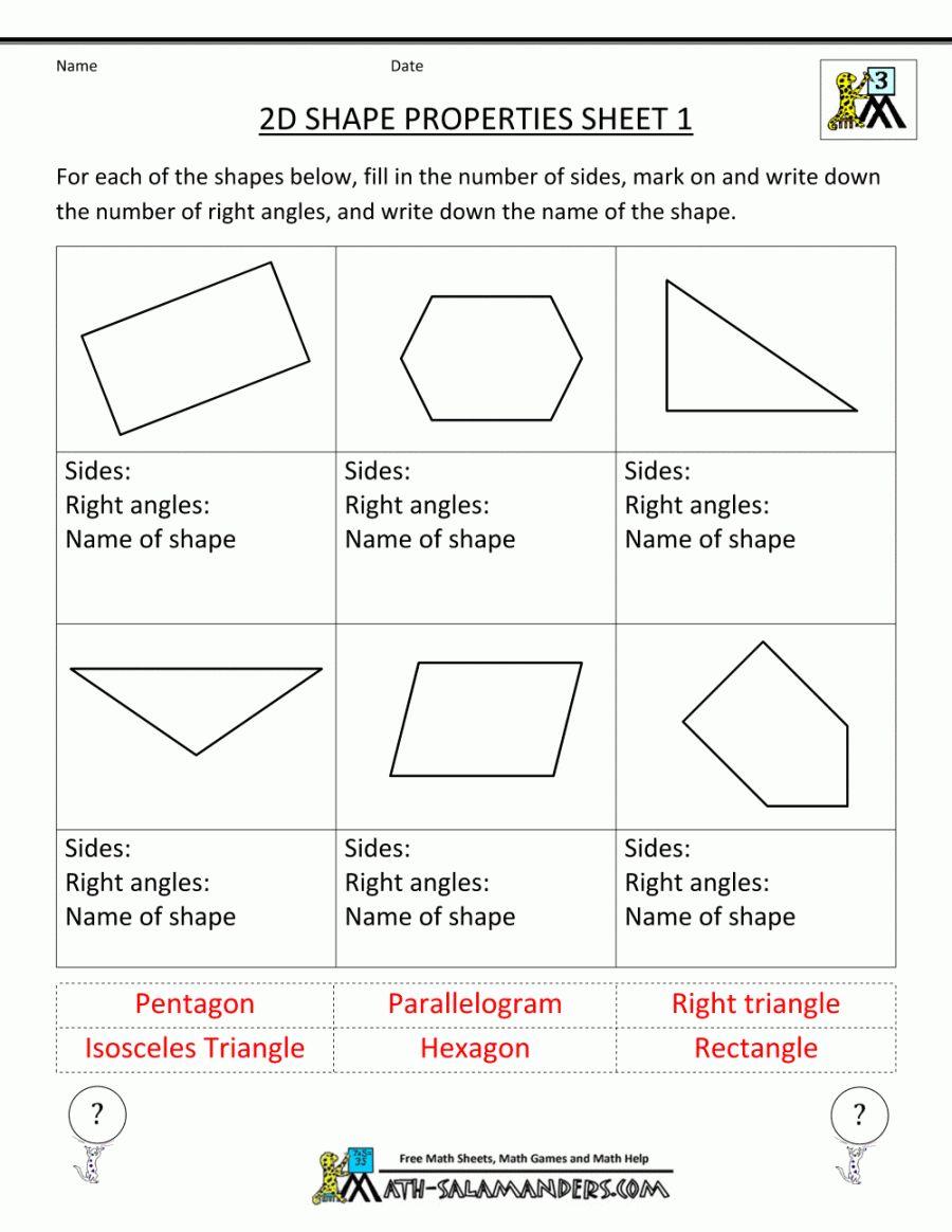 rd Grade Geometry Worksheets