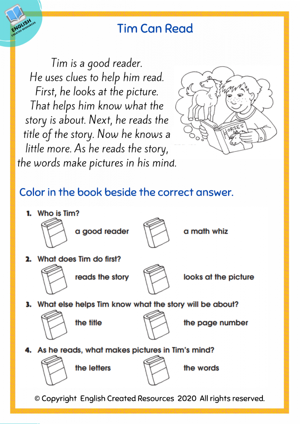 Reading Comprehension Success Grade  – English Created Resources