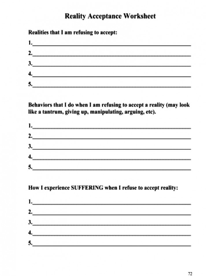 Reality Acceptance Worksheet - DBT SKILLS APPLICATION (PEERS