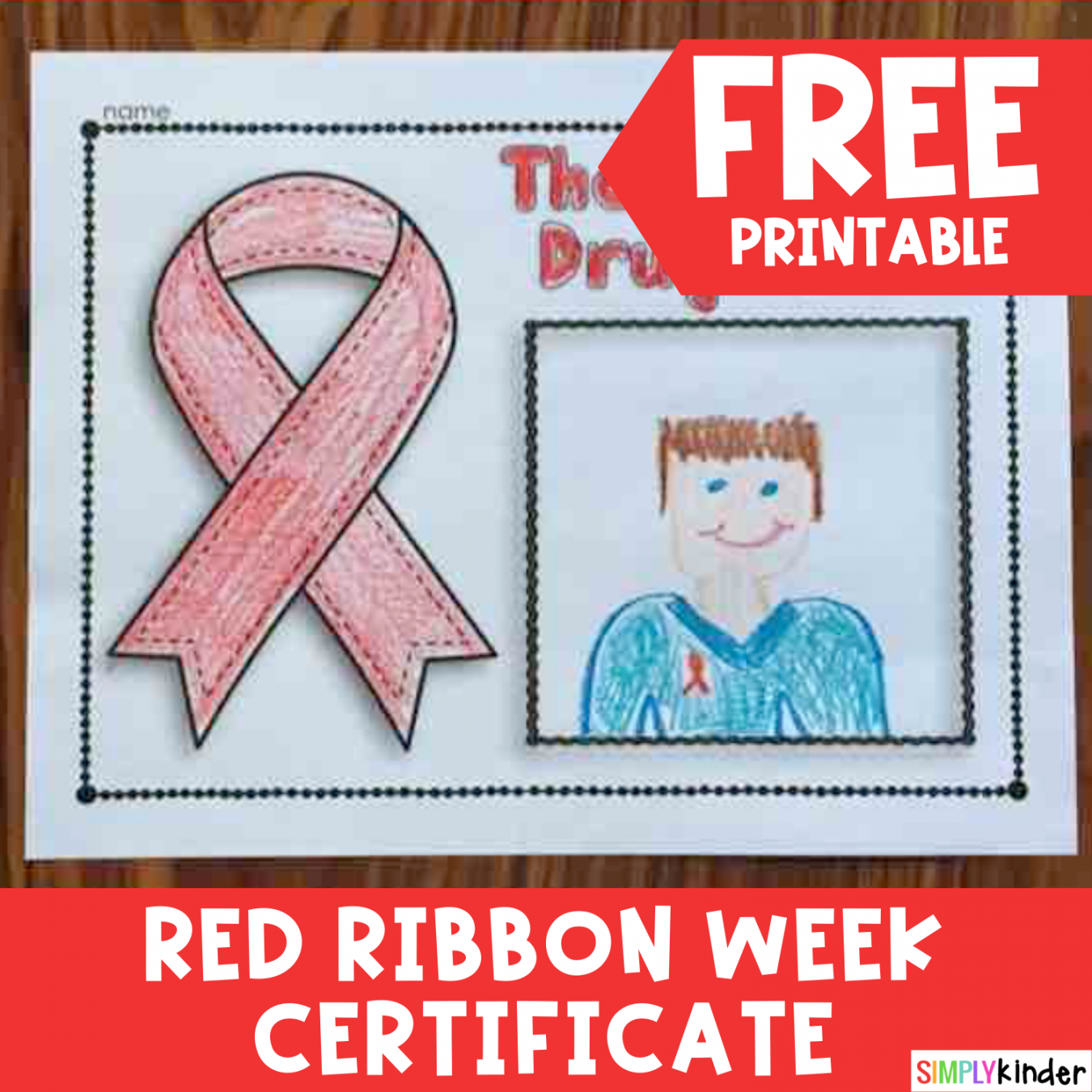 Red Ribbon Week Free Certificate - Simply Kinder