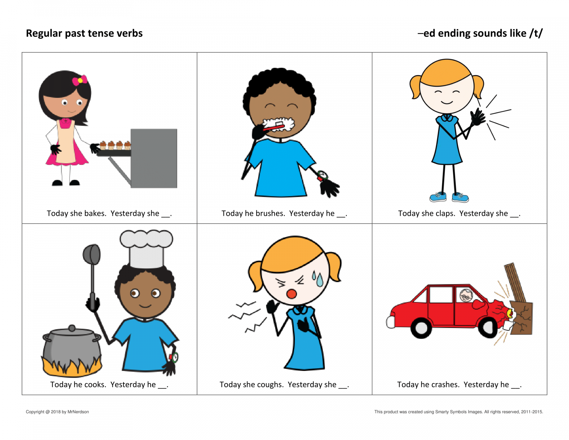 Regular Past Tense Verbs: Task Cards for Ending Sounds /t, d, ɪd