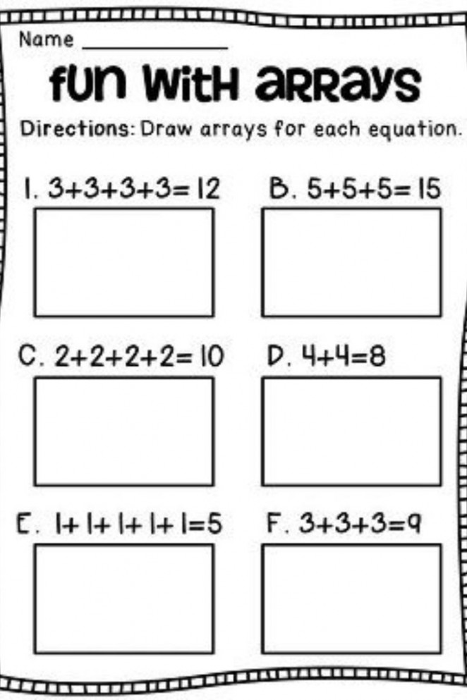 Repeated Addition Array Worksheets  Array worksheets, Repeated