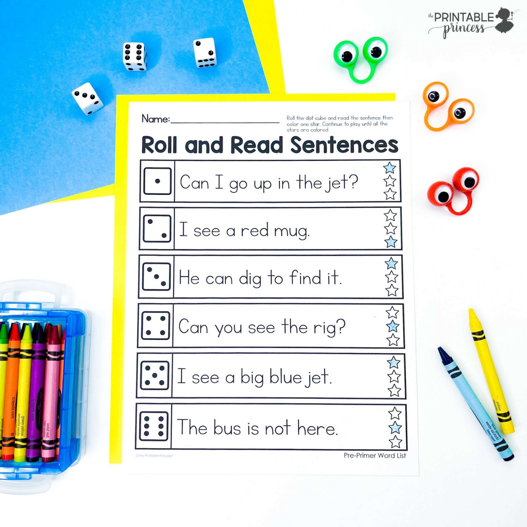 Roll and Read Sight Word Fluency Sentences - The Printable Princess