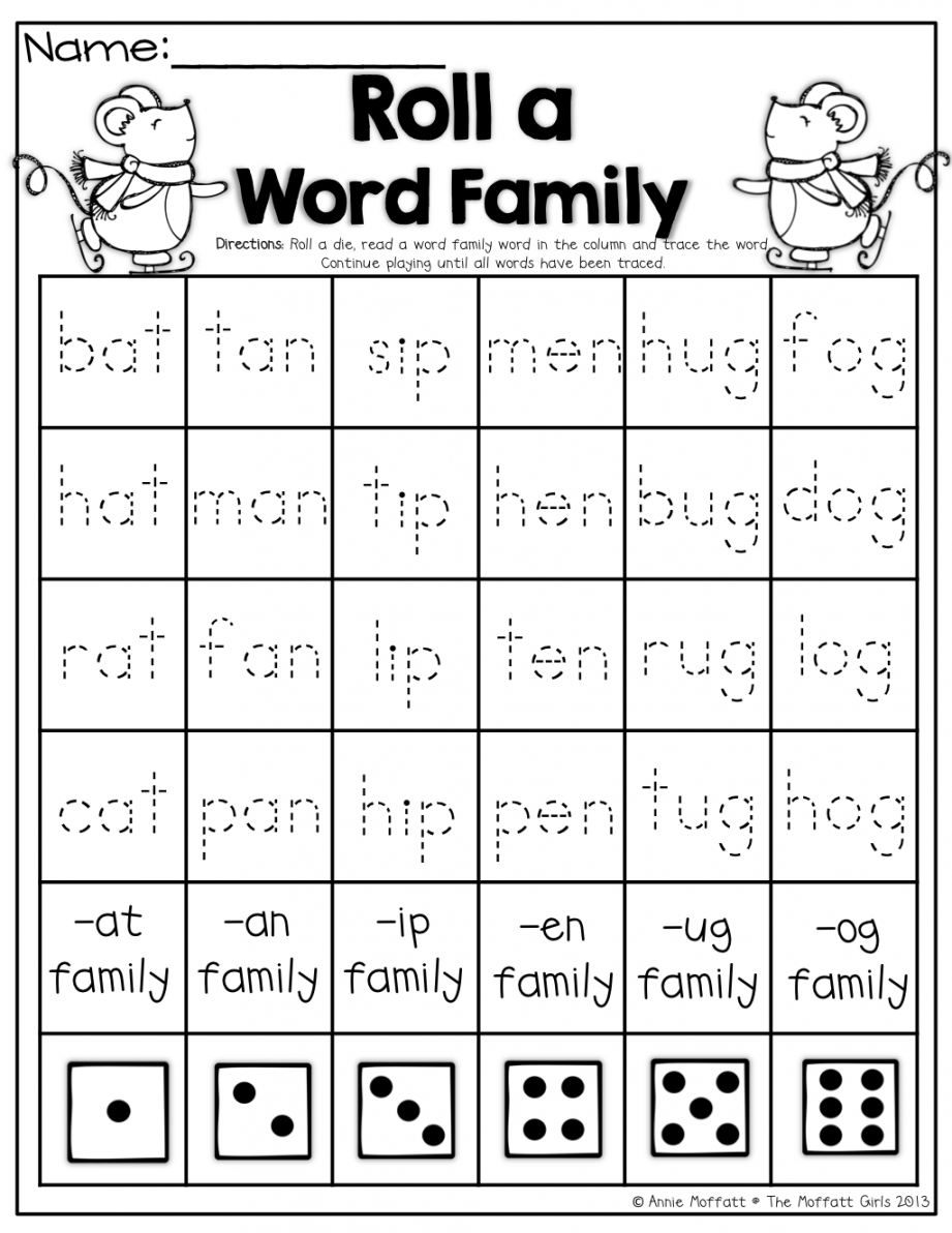 Roll and trace a Word Family Word!  Word families, Word family